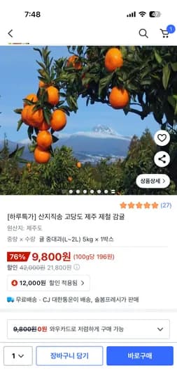 고당도 제주 제철 감귤 5kg