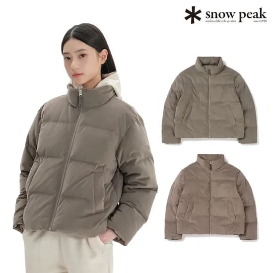 스노우피크 어패럴 벨벳 여성 스탠드넥 다운 자켓 캠핑룩 패딩