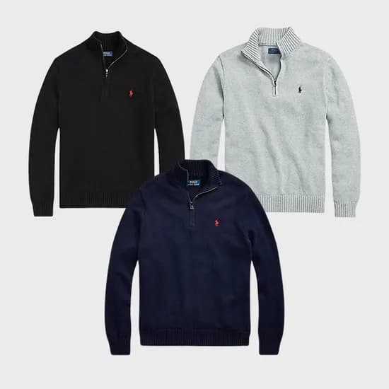 폴로 랄프로렌 남성용 코튼 반집업