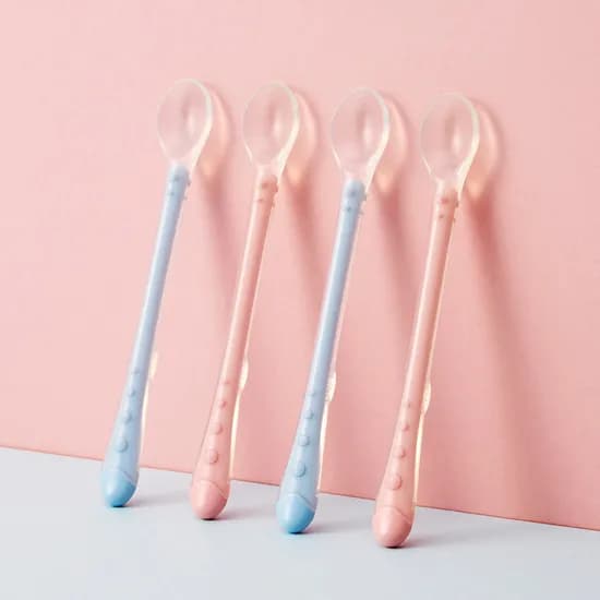 누비 실리콘 롱핸들 이유식스푼 4개 세트
