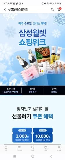 삼성월렛 쇼핑위크 990원딜 10시오픈 100원딜 선물하기도 오픈예정