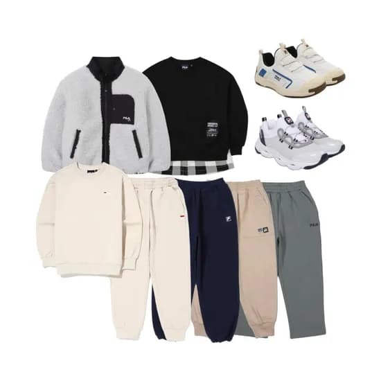 휠라키즈 에센셜 기모 일자핏바지