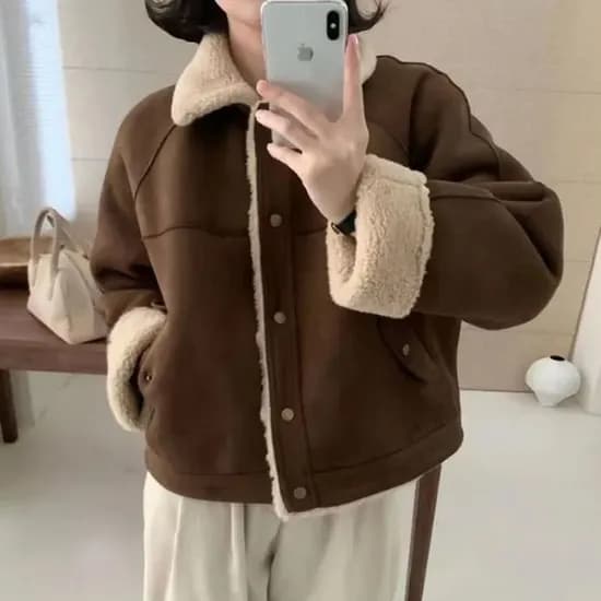 아이엔 양털무스탕 뽀글이 양털 점퍼