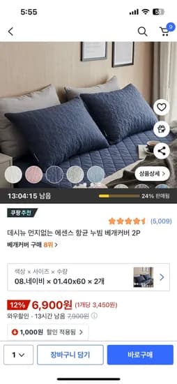 데시뉴 먼지없는 에센스 항균 누빔 베개커버 2개