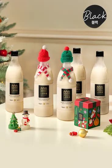 느린마을막걸리 5병 미니 모자목도리 2개 세트