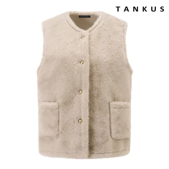 탱커스 금장 단추 라운드 퍼 포켓 베스트