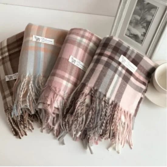 코지앤칠 체크 울 캐시미어 목도리