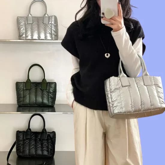 데일리 나일론 패딩 토트백