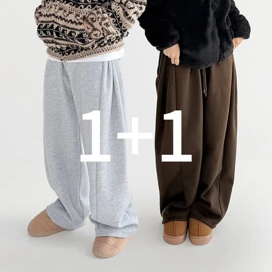 남녀공용 기모 니트 와이드팬츠 벌룬핏 1+1