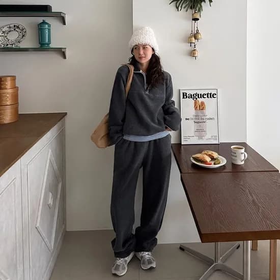 베어 플리스 상의하의 세트