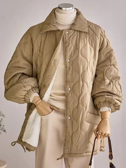 물결 오버핏 패딩점퍼