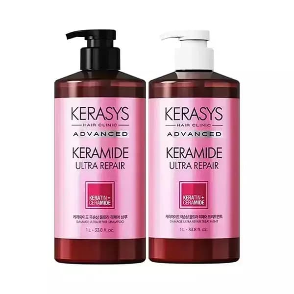 케라시스 케라마이드 극손상 울트라 리페어 샴푸 1L 1개 트리트먼트 1L 1개