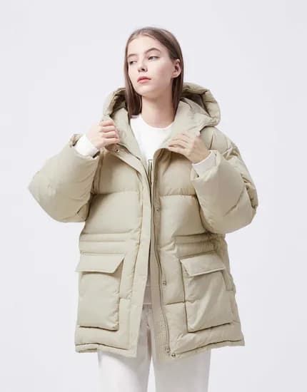 덕다운 하프 패딩 푸파 엉덮기장