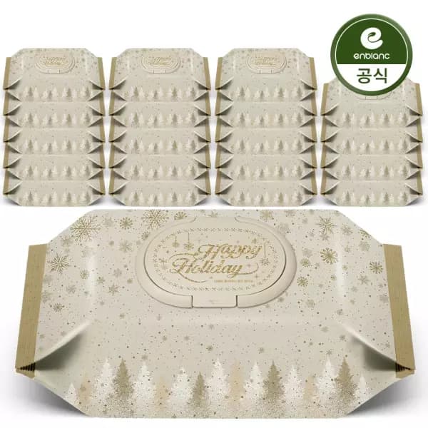 앙블랑 물티슈 82초고평량 홀리데이 에디션 골드 카키 20팩