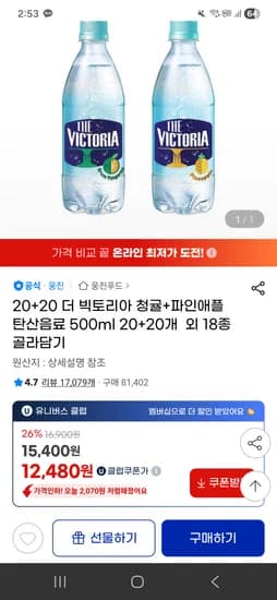더 빅토리아 탄산수 500ml 40개