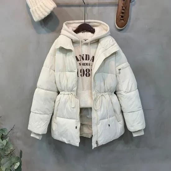 키비 스트링 투웨이 지퍼 하이넥 하프 패딩 점퍼