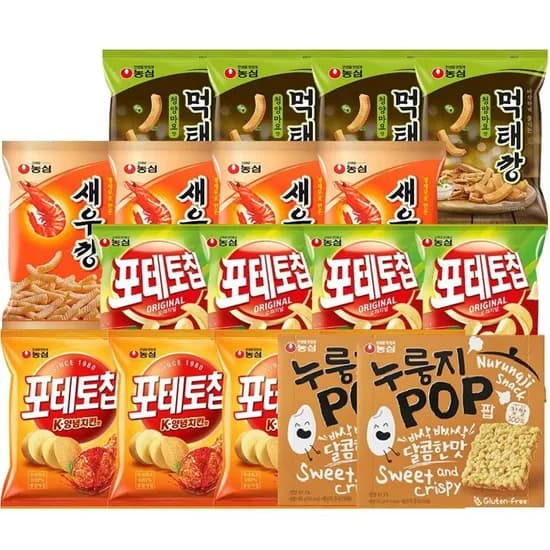 농심 누릉지팝 3개 포테토칩 양념치킨 3개 포테토칩 3개