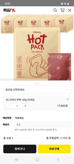 리버티 따스운 핫팩 50개