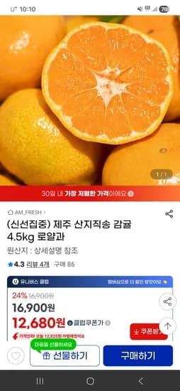 제주 감귤 4.5kg 로얄과