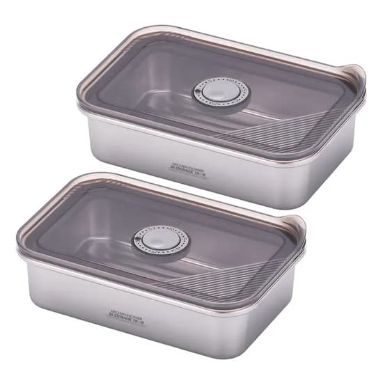 키친플라워 스텐 304 밀폐용기 2개