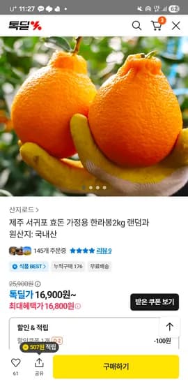 서귀포 효돈 가정용 한라봉 2kg