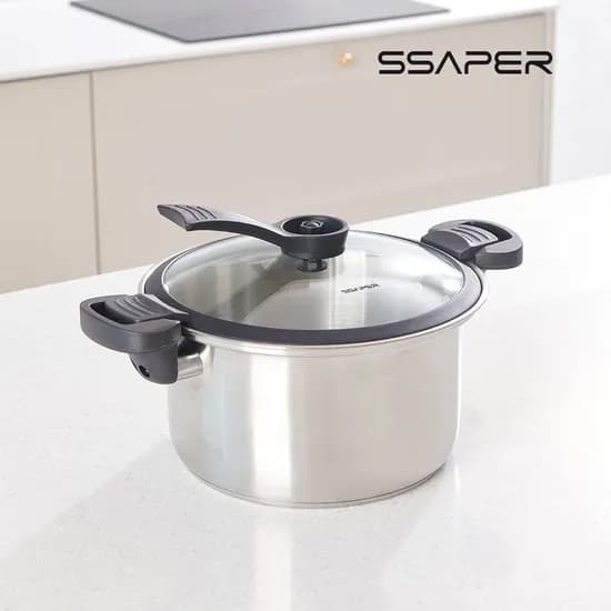 셰퍼 SUS 304 스텐 저압 진공냄비 5L 뚜껑포함