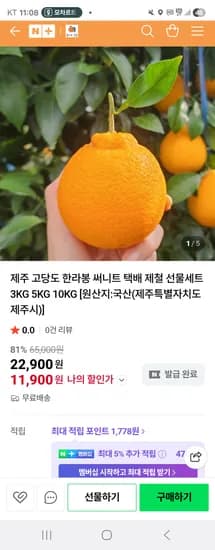 제주 고당도 한라봉 소과 2kg
