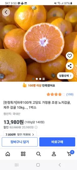 제주 감귤 10kg 대과