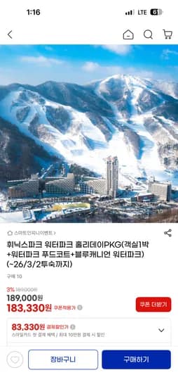 휘닉스파크 평창 워터파크 홀리데이 3인