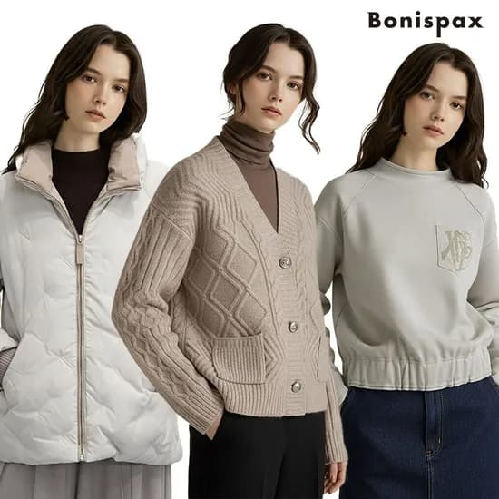 보니스팍스 1+1 속기모 골지 반넥 티셔츠