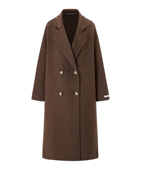더블 버튼 카라넥 롱 코트