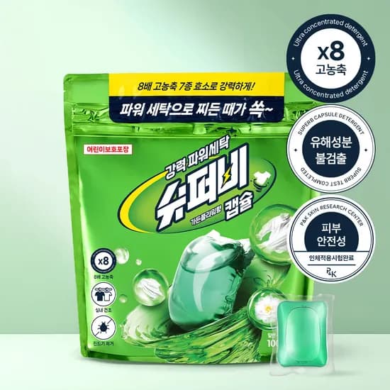 슈퍼비 딥클린 캡슐 세탁세제 가든플라워 100개