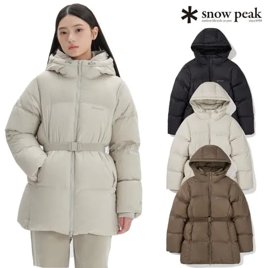 스노우피크 티피코 여성 후드 벨티드 다운 자켓