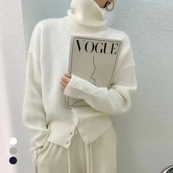 클라셰 하이넥버튼코디니트