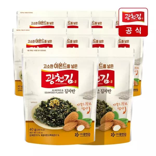 광천김 아몬드가 들어간 김자반 40g 10봉