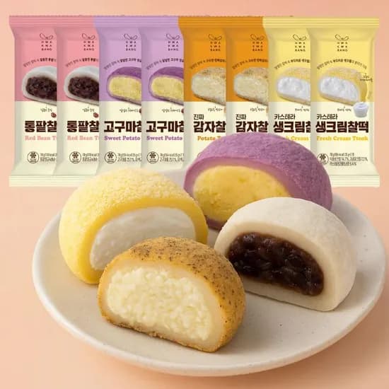 화과방 찰떡 4종 8개 세트 통팥 2 감자 2 생크림 2 고구마 2