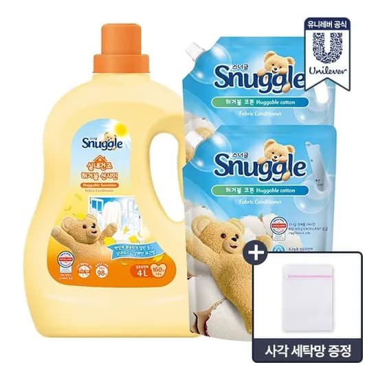 스너글 섬유유연제 4L 1개 2.6L 2개 세탁망