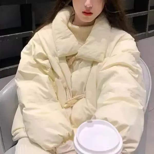 여자 아이보리 숏패딩