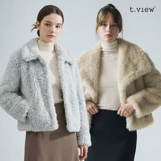 티뷰 페이크 레더 무스탕