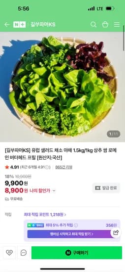 길쑤파머KS 유럽 샐러드 채소 5종 랜덤 1kg