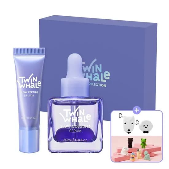 트윈웨일 글로우 세트 세럼 30ml 립잼 10ml 키링