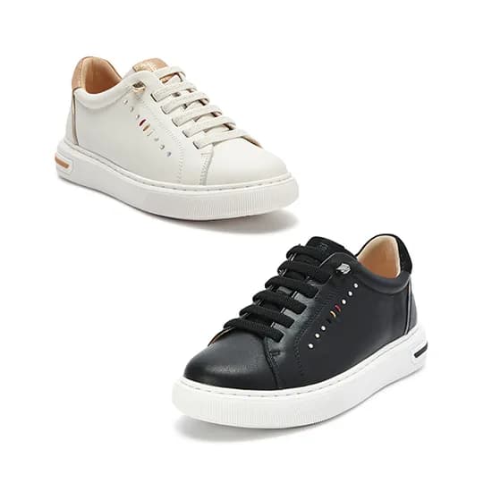 탠디 소가죽 여성 스니커즈 블랙 아이보리 4cm