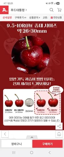 칠레산 생 체리 26mm 1kg 16,220