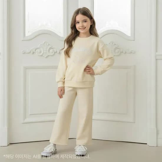 로엠걸즈 융기모 와이드 팬츠 상하세트