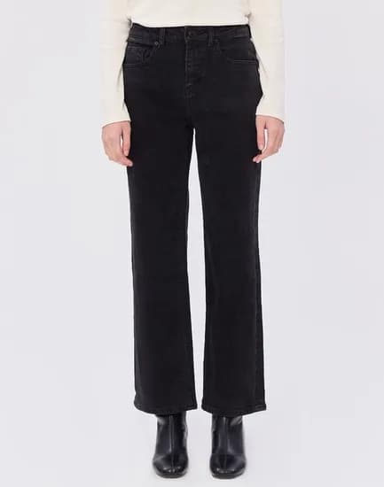 헤지스 기모 스트레이트핏 블랙 워싱 데님 팬츠