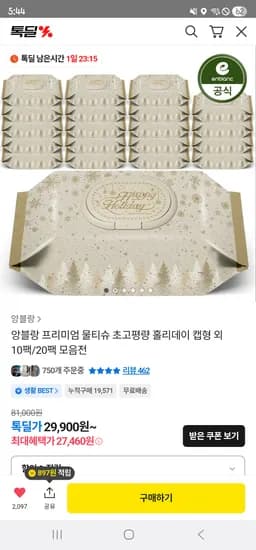 앙블랑 비데티슈 비데랑 20팩