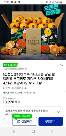 블랙라벨 타이백 감귤 4.5kg