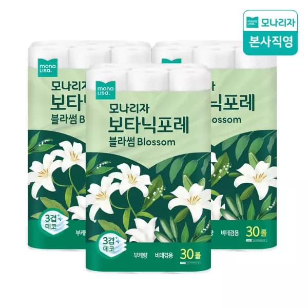 보타닉포레 블라썸 3겹 화장지 30롤 3팩