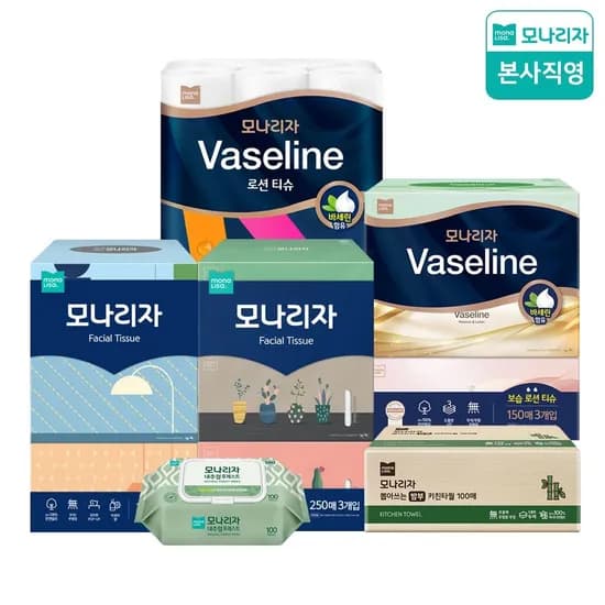 모나리자 바세린 3겹 로션 미용티슈 150매 X 3입