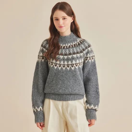 포커스 노르딕 패턴 모크넥 울니트